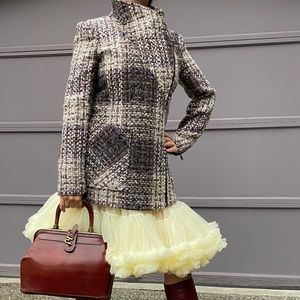 NWT Jessica Simpson Tweed Jacket Asymmetrical Front Zipper Winter Plaid Jacket